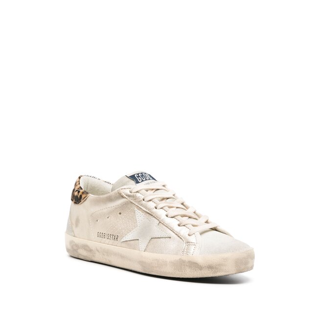 Golden Goose Super-Star Leopard Printed Heel Platinum