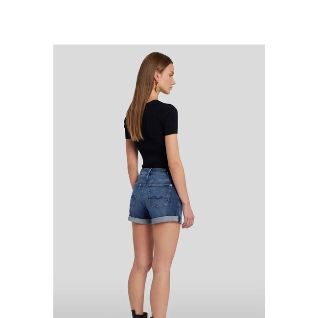 7 For All Mankind Mid Roll Shorts Sea Star Dark Blue
