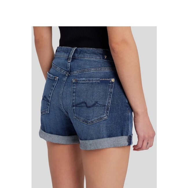 7 For All Mankind Mid Roll Shorts Sea Star Dark Blue