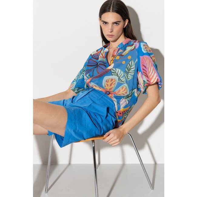 Luisa Cerano blouse met Caribische print