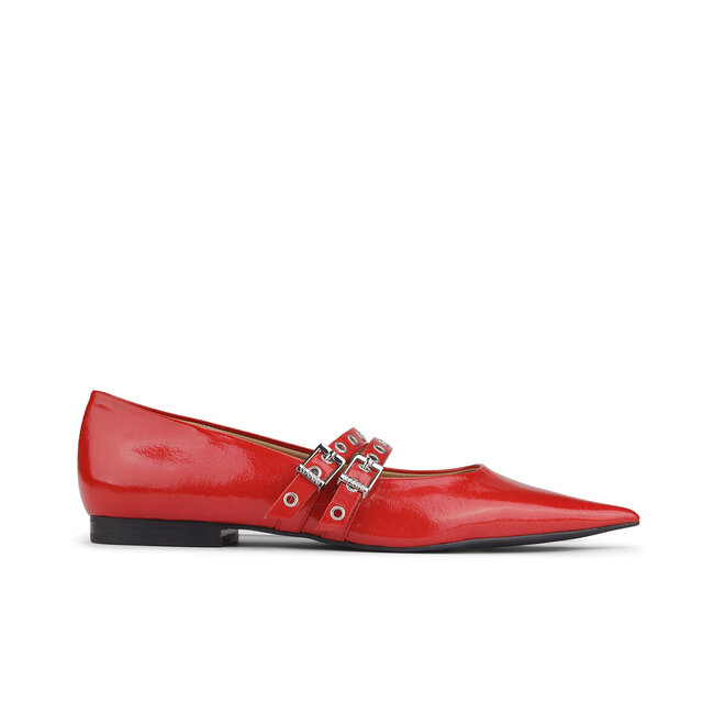 GANNI Eyelets Ballerina naplack racing red