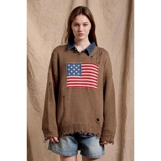 DENIMIST DENIMIST American flag trui brown