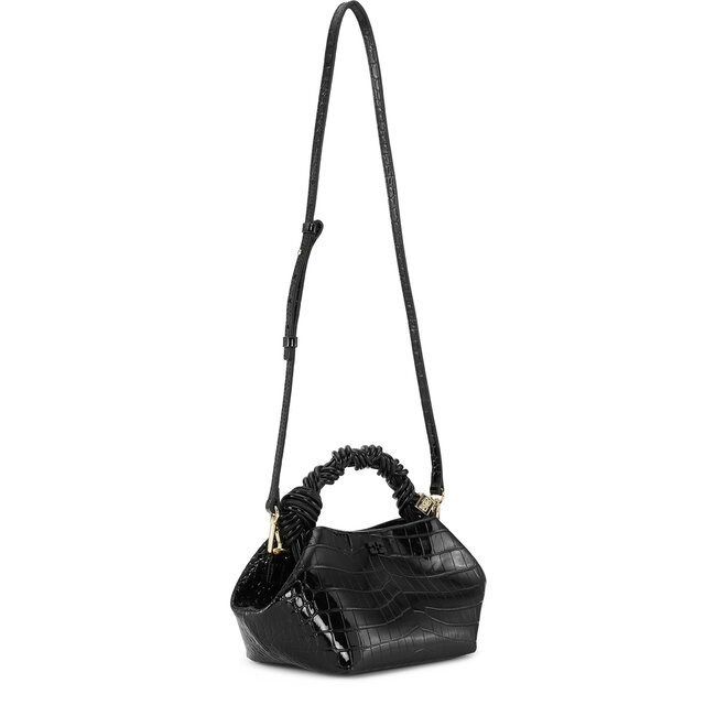 Ganni Bou Bag Small Patent Croco Black