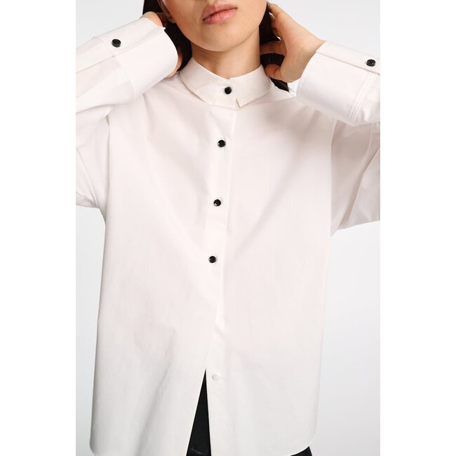 Poplin Power Blouse in pure white