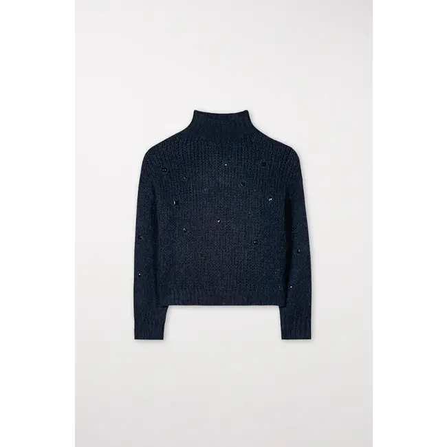 Luisa Cerano Pull marine met stenen