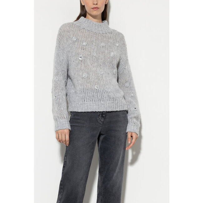 Luisa Cerano Pull grijs met stenen