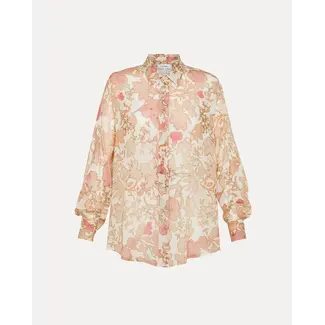 Forte_Forte Print voile oversized shirt in cerise