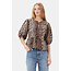 GANNI Printed Cotton Poplin Peplum Blouse in leo