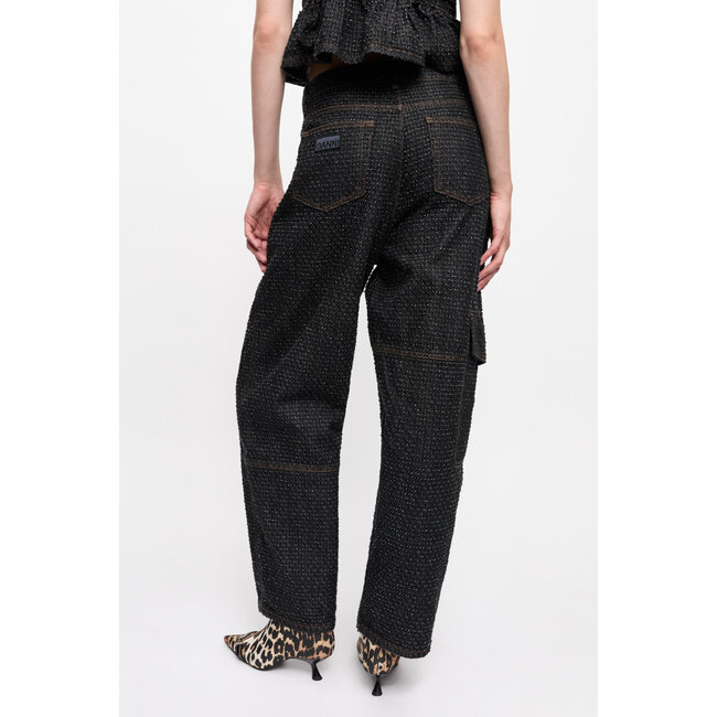 GANNI Fluffy Denim Jeans in black