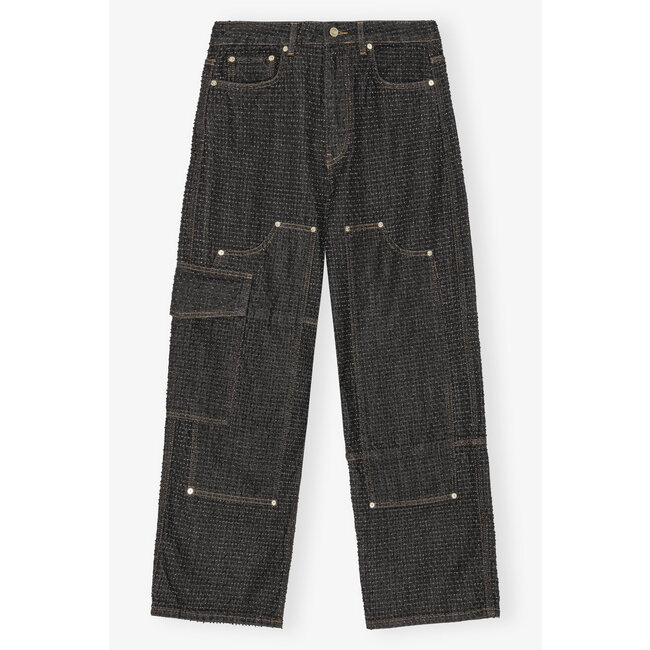 GANNI Fluffy Denim Jeans in black