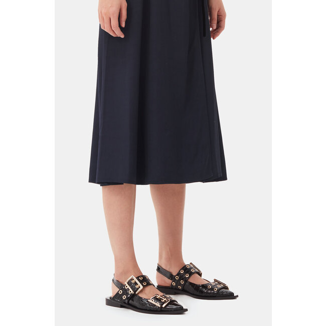 GANNI Feminine Buckle Ballerina Naplack Croco Black