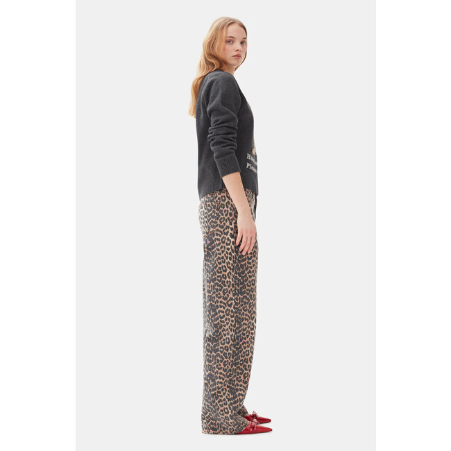 GANNI Print Denim Izey Leopard
