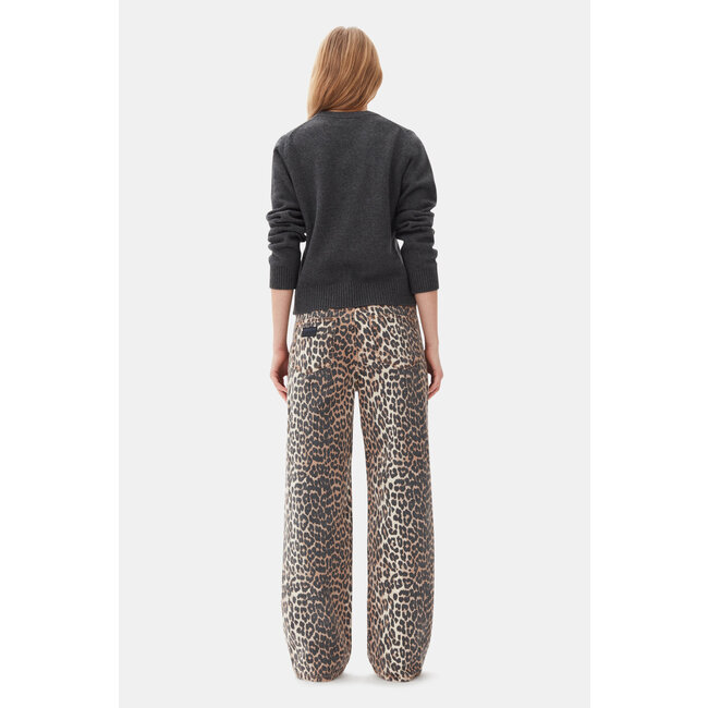 GANNI Print Denim Izey Leopard