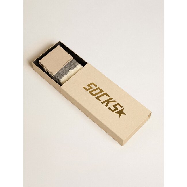 Golden Goose Socks high rib/stripes/ripped v white / grey