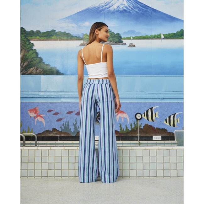 Sea Me Happy Honey Pants Striped pacific blue