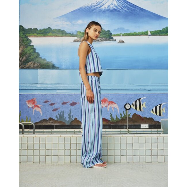 Sea Me Happy Honey Pants Striped pacific blue