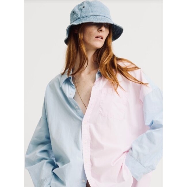 DENIMIST Button Front Shirt blue-pink