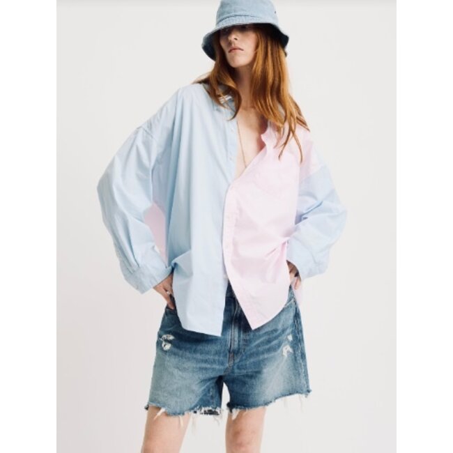 DENIMIST Button Front Shirt blue-pink