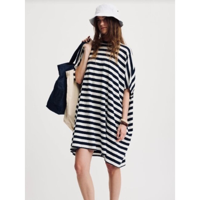 DENIMIST Pocket Tee Dress navy-white