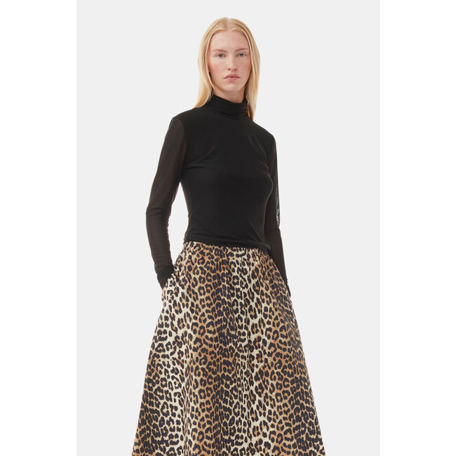 GANNI Printed Cotton Maxi skirt leopard