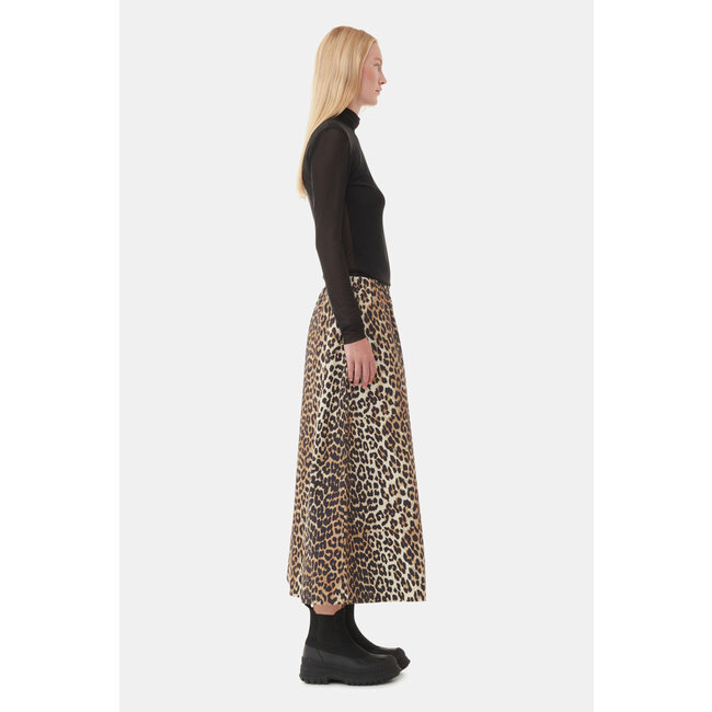 GANNI Printed Cotton Maxi skirt leopard