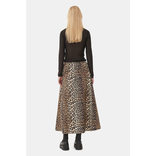 GANNI Printed Cotton Maxi skirt leopard