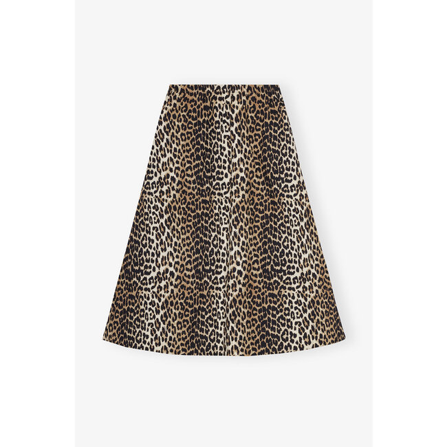 GANNI Printed Cotton Maxi skirt leopard