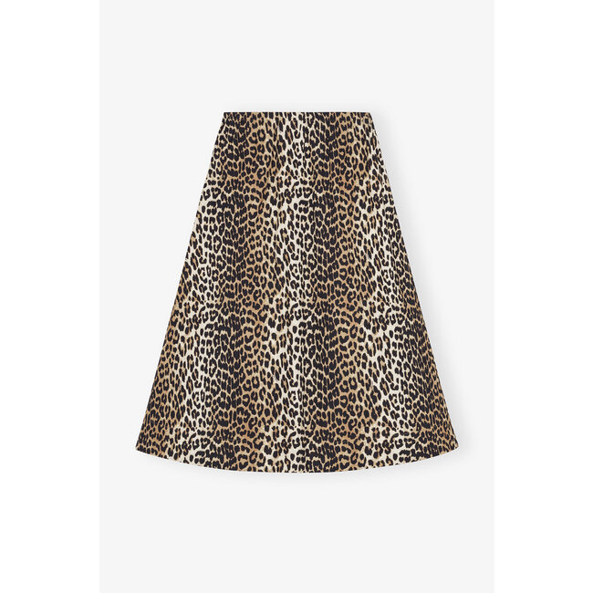 GANNI Printed Cotton Maxi skirt leopard