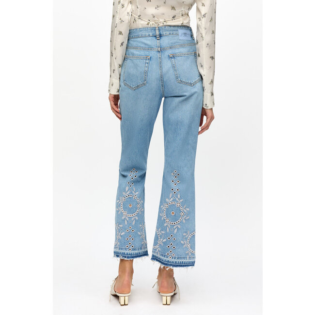 GANNI Denim cropped light blue stone