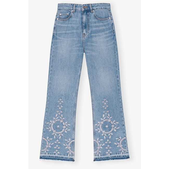 GANNI Denim cropped light blue stone