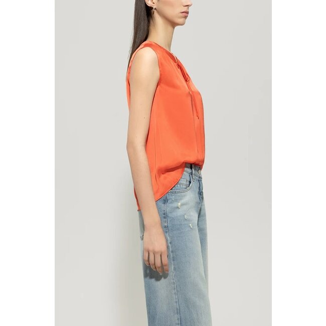 Luisa Cerano Top with tie ribbon koraal
