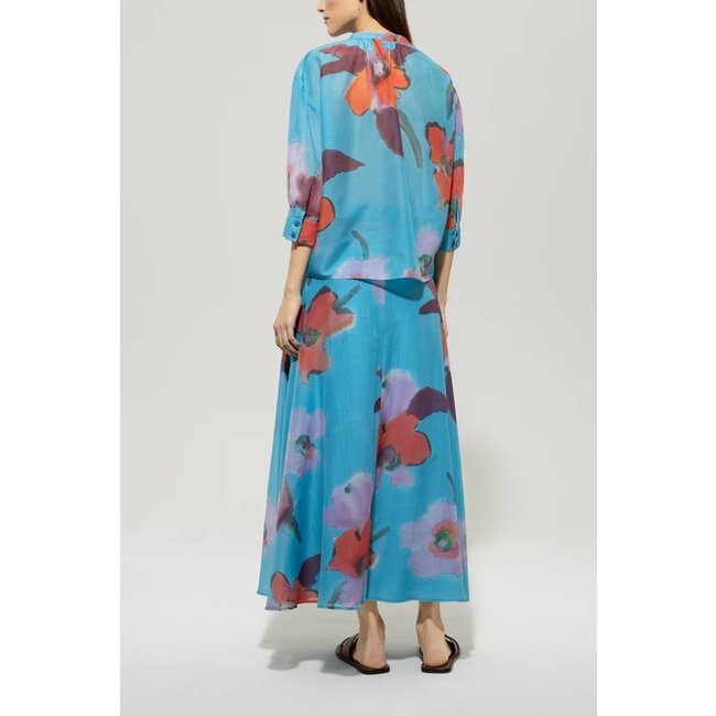 Luisa Cerano Blouse with hibiscus print