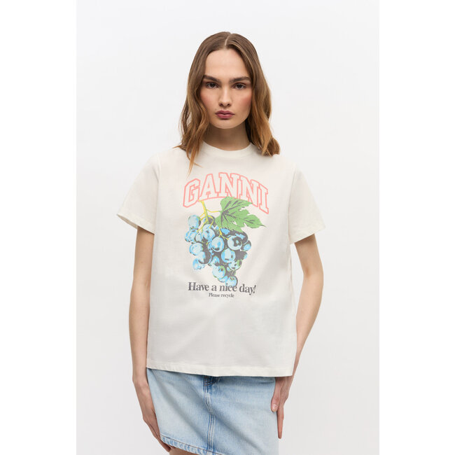GANNI Basic Cotton Jersey Grapes Relaxed T-shirt