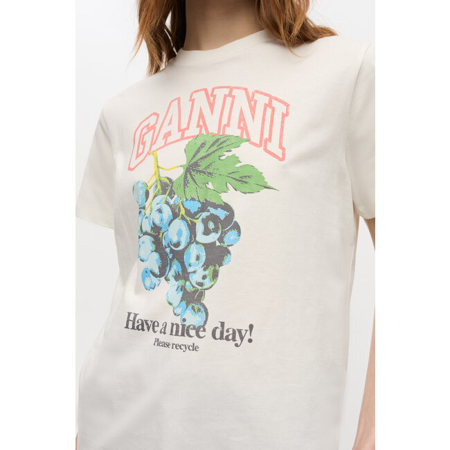GANNI Basic Cotton Jersey Grapes Relaxed T-shirt
