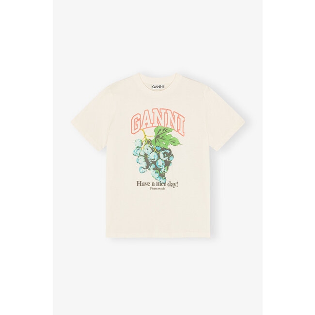 GANNI Basic Cotton Jersey Grapes Relaxed T-shirt