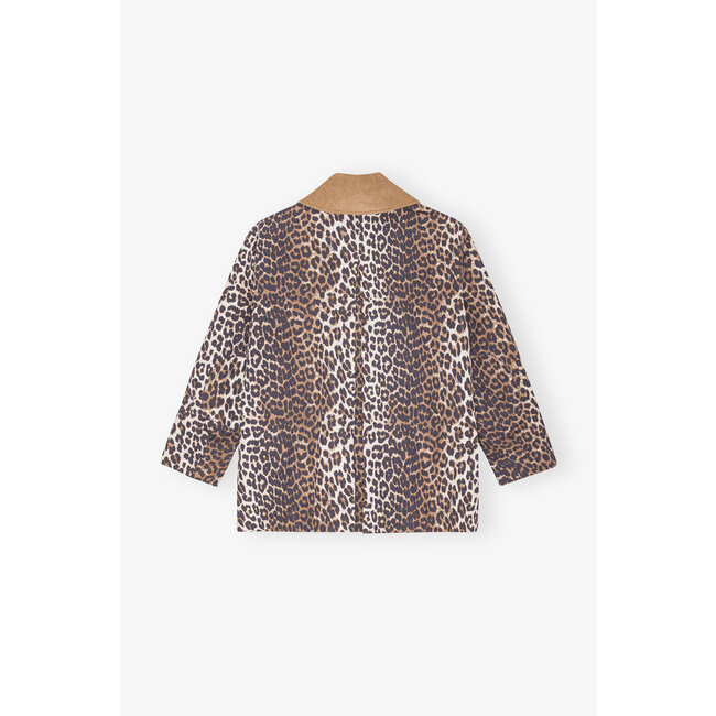 GANNI Printed Canvas Midi Jacket Almond Milk