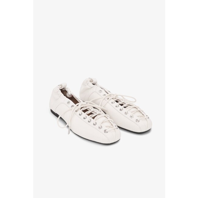 GANNI Eyelets Lace Up Ivory Ballerina