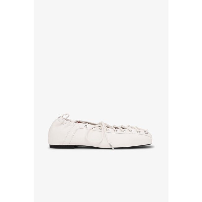GANNI Eyelets Lace Up Ivory Ballerina