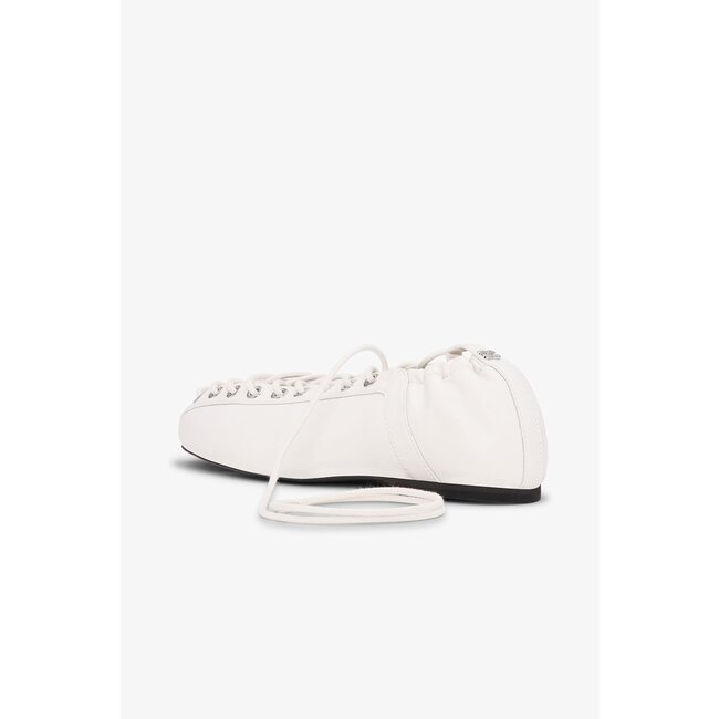 GANNI Eyelets Lace Up Ivory Ballerina