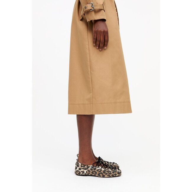 GANNI Leopard Printed Denim Lace-Up Ballerinas