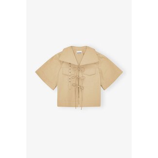 GANNI GANNI Classic Summer Suiting Cowl Neck Blouse