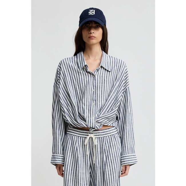 DENIMIST Twisted front shirt blouse streep