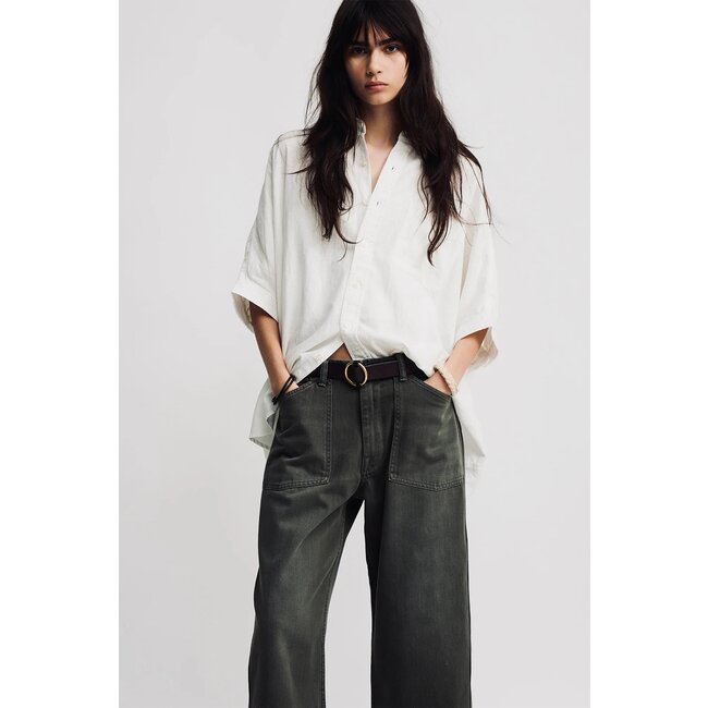 DENIMIST Boxy cuffed shirt white