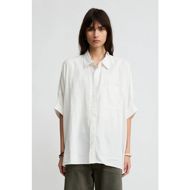 DENIMIST Boxy cuffed shirt white