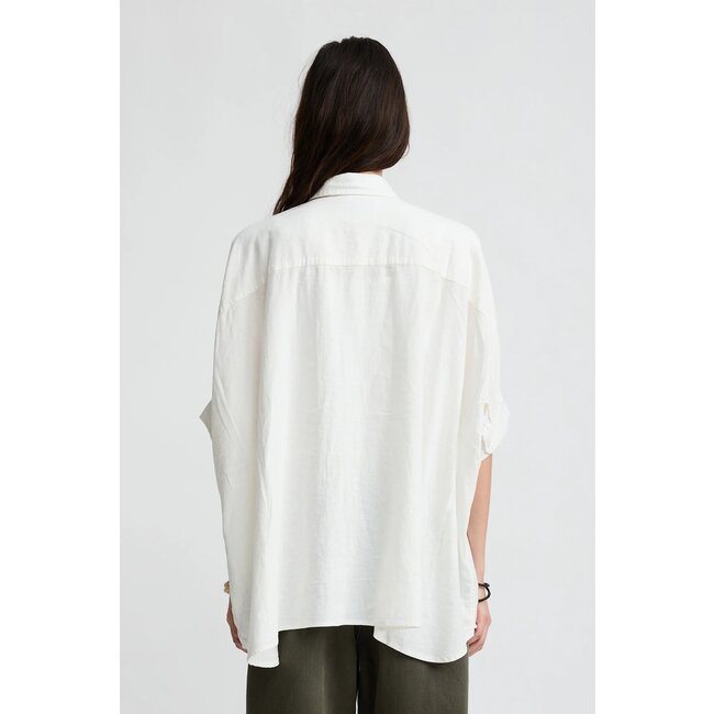 DENIMIST Boxy cuffed shirt white