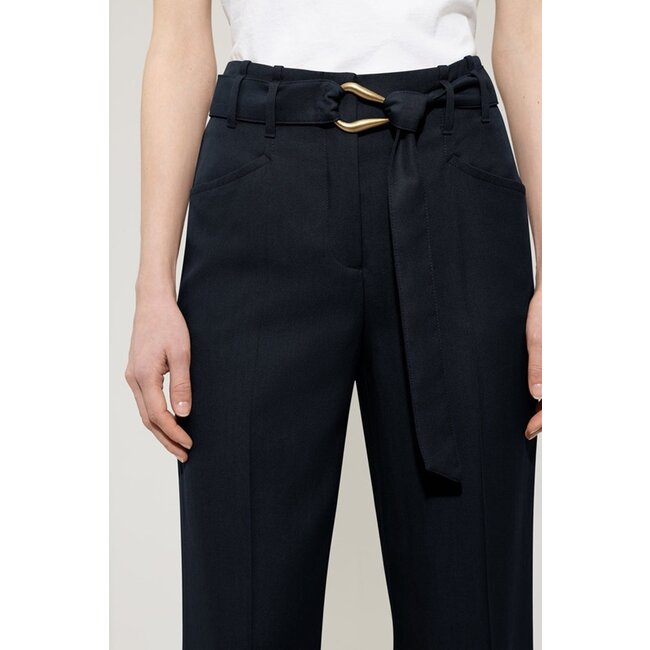 Luisa Cerano Gabardine tapered broek marine