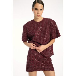 Rotate ROTATE Beaded Oversized Top Bordeaux