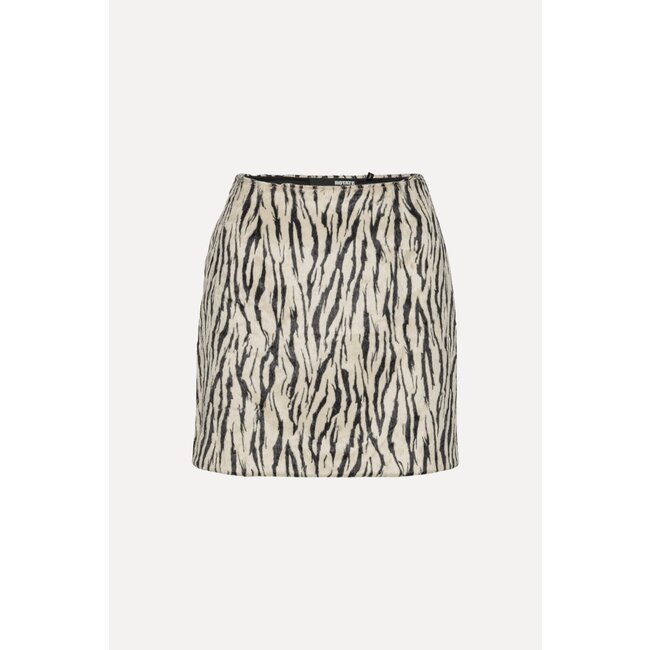 ROTATE Printed Faux Fur Skirt