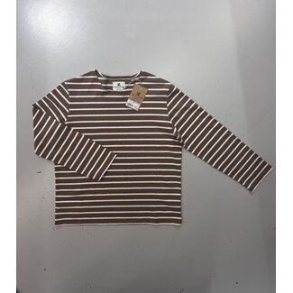 DENIMIST DENIMIST L/S Boatneck tee light brown with white stripe