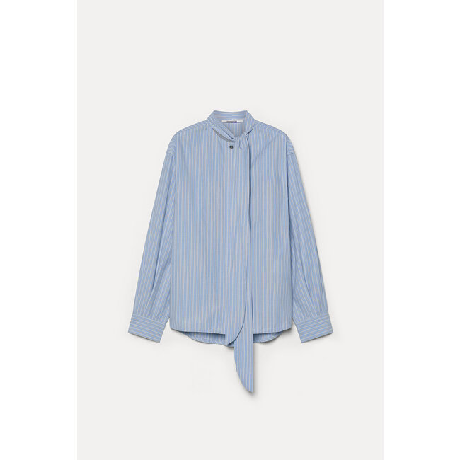 POMANDÈRE Blouse with scarf in striped poplin